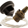 Brown Bakelite Ceiling Pendant Kit with B22 Antique Brass Lampholder and Classic Ivory Flex Brown Bakelite Ceiling Pendant Kit with B22 Antique Brass Lampholder and Classic Ivory Flex