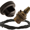 Brown Bakelite Ceiling Pendant Kit with B22 Antique Brass Lampholder and Khaki Green Flex Brown Bakelite Ceiling Pendant Kit with B22 Antique Brass Lampholder and Khaki Green Flex