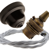 Brown Bakelite Ceiling Pendant Kit with B22 Antique Brass Lampholder and Silver Flex Brown Bakelite Ceiling Pendant Kit with B22 Antique Brass Lampholder and Silver Flex