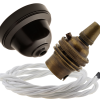 Brown Bakelite Ceiling Pendant Kit with B22 Antique Brass Lampholder and White Flex Brown Bakelite Ceiling Pendant Kit with B22 Antique Brass Lampholder and White Flex