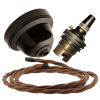 Brown Bakelite Ceiling Pendant Kit with B22 Brass Lampholder and Bronze Flex Brown Bakelite Ceiling Pendant Kit with B22 Brass Lampholder and Bronze Flex