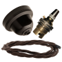 Brown Bakelite Ceiling Pendant Kit with B22 Brass Lampholder and Mocha Brown Flex