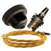 Brown Bakelite Ceiling Pendant Kit with B22 Brass Lampholder and Gold Flex