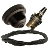 Brown Bakelite Ceiling Pendant Kit with B22 Brass Lampholder and Khaki Green Flex