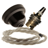 Brown Bakelite Ceiling Pendant Kit with B22 Brass Lampholder and Linen Flex Brown Bakelite Ceiling Pendant Kit with B22 Brass Lampholder and Linen Flex