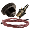 Brown Bakelite Ceiling Pendant Kit with B22 Brass Lampholder and Dusky Pink Flex