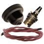 Brown Bakelite Ceiling Pendant Kit with B22 Brass Lampholder and Dusky Pink Flex