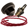 Brown Bakelite Ceiling Pendant Kit with B22 Brass Lampholder and Bright Red Flex Brown Bakelite Ceiling Pendant Kit with B22 Brass Lampholder and Bright Red Flex
