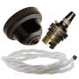 Brown Bakelite Ceiling Pendant Kit with B22 Brass Lampholder and White Flex
