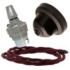 Brown Bakelite Ceiling Pendant Kit with B22 Silver Nickel Lampholder and Rich Burgundy Flex Brown Bakelite Ceiling Pendant Kit with B22 Silver Nickel Lampholder and Rich Burgundy Flex