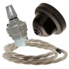 Brown Bakelite Ceiling Pendant Kit with B22 Silver Nickel Lampholder and Linen Flex Brown Bakelite Ceiling Pendant Kit with B22 Silver Nickel Lampholder and Linen Flex