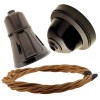 Brown Bakelite Ceiling Pendant Kit with Brown Traditional Lampholder and Black Flex Brown Bakelite Ceiling Pendant Kit with Brown Traditional Lampholder and Black Flex