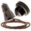 Brown Bakelite Ceiling Pendant Kit with Brown Traditional Lampholder and Bronze Flex Brown Bakelite Ceiling Pendant Kit with Brown Traditional Lampholder and Bronze Flex