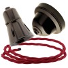 Brown Bakelite Ceiling Pendant Kit with Brown Traditional Lampholder and Bright Red Flex Brown Bakelite Ceiling Pendant Kit with Brown Traditional Lampholder and Bright Red Flex
