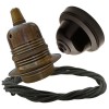 Pendant Kit with Brown Bakelite Ceiling cup E27 Antique Brass Finish Lampholder and Khaki Green Flex Pendant Kit with Brown Bakelite Ceiling cup E27 Antique Brass Finish Lampholder and Khaki Green Flex