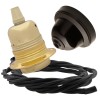Pendant Kit with Brown Bakelite Ceiling cup E27 Polished Brass Finish Lampholder and Black Flex Pendant Kit with Brown Bakelite Ceiling cup E27 Polished Brass Finish Lampholder and Black Flex