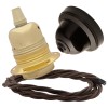 Pendant Kit with Brown Bakelite Ceiling cup E27 Polished Brass Finish Lampholder and Mocha Brown Flex Pendant Kit with Brown Bakelite Ceiling cup E27 Polished Brass Finish Lampholder and Mocha Brown Flex