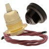 Pendant Kit with Brown Bakelite Ceiling cup E27 Polished Brass Finish Lampholder and Dusky Pink Flex Pendant Kit with Brown Bakelite Ceiling cup E27 Polished Brass Finish Lampholder and Dusky Pink Flex