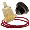 Pendant Kit with Brown Bakelite Ceiling cup E27 Polished Brass Finish Lampholder and Bright Red Flex Pendant Kit with Brown Bakelite Ceiling cup E27 Polished Brass Finish Lampholder and Bright Red Flex