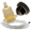 Pendant Kit with Brown Bakelite Ceiling cup E27 Polished Brass Finish Lampholder and White Flex Pendant Kit with Brown Bakelite Ceiling cup E27 Polished Brass Finish Lampholder and White Flex
