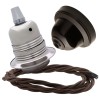 Pendant Kit with Brown Bakelite Ceiling cup E27 Silver Nickel Finish Lampholder and Mocha Brown Flex Pendant Kit with Brown Bakelite Ceiling cup E27 Silver Nickel Finish Lampholder and Mocha Brown Flex