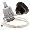 Pendant Kit with Brown Bakelite Ceiling cup E27 Silver Nickel Finish Lampholder and Classic Ivory Flex Pendant Kit with Brown Bakelite Ceiling cup E27 Silver Nickel Finish Lampholder and Classic Ivory Flex