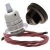 Pendant Kit with Brown Bakelite Ceiling cup E27 Silver Nickel Finish Lampholder and Dusky Pink Flex Pendant Kit with Brown Bakelite Ceiling cup E27 Silver Nickel Finish Lampholder and Dusky Pink Flex