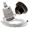 Pendant Kit with Brown Bakelite Ceiling cup E27 Silver Nickel Finish Lampholder and White Flex Pendant Kit with Brown Bakelite Ceiling cup E27 Silver Nickel Finish Lampholder and White Flex
