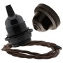 Pendant Kit with Brown Bakelite Ceiling cup E27 Black Bakelite Lampholder and Mocha Brown Flex
