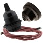 Pendant Kit with Brown Bakelite Ceiling cup E27 Black Bakelite Lampholder and Dusky Pink Flex