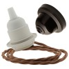 Pendant Kit with Brown Bakelite Ceiling cup E27 White Thermoset Plastic Lampholder and Bronze Flex Pendant Kit with Brown Bakelite Ceiling cup E27 White Thermoset Plastic Lampholder and Bronze Flex