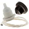 Pendant Kit with Brown Bakelite Ceiling cup E27 White Thermoset Plastic Lampholder and Classic Ivory Flex Pendant Kit with Brown Bakelite Ceiling cup E27 White Thermoset Plastic Lampholder and Classic Ivory Flex