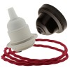 Pendant Kit with Brown Bakelite Ceiling cup E27 White Thermoset Plastic Lampholder and Bright Red Flex Pendant Kit with Brown Bakelite Ceiling cup E27 White Thermoset Plastic Lampholder and Bright Red Flex