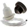 Pendant Kit with Brown Bakelite Ceiling cup E27 White Thermoset Plastic Lampholder and White Flex Pendant Kit with Brown Bakelite Ceiling cup E27 White Thermoset Plastic Lampholder and White Flex