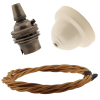 Ivory Bakelite Ceiling Pendant Kit with B22 Antique Brass Lampholder and Antique Gold Flex Ivory Bakelite Ceiling Pendant Kit with B22 Antique Brass Lampholder and Antique Gold Flex