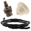 Ivory Bakelite Ceiling Pendant Kit with B22 Antique Brass Lampholder and Black Flex Ivory Bakelite Ceiling Pendant Kit with B22 Antique Brass Lampholder and Black Flex