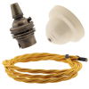 Ivory Bakelite Ceiling Pendant Kit with B22 Antique Brass Lampholder and Gold Flex Ivory Bakelite Ceiling Pendant Kit with B22 Antique Brass Lampholder and Gold Flex