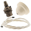 Ivory Bakelite Ceiling Pendant Kit with B22 Antique Brass Lampholder and Classic Ivory Flex Ivory Bakelite Ceiling Pendant Kit with B22 Antique Brass Lampholder and Classic Ivory Flex
