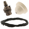 Ivory Bakelite Ceiling Pendant Kit with B22 Antique Brass Lampholder and Khaki Green Flex Ivory Bakelite Ceiling Pendant Kit with B22 Antique Brass Lampholder and Khaki Green Flex