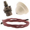 Ivory Bakelite Ceiling Pendant Kit with B22 Antique Brass Lampholder and Dusky Pink Flex Ivory Bakelite Ceiling Pendant Kit with B22 Antique Brass Lampholder and Dusky Pink Flex