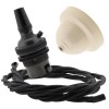 Ivory Bakelite Ceiling Pendant Kit with B22 Dark Bronze Finish Lampholder and Black Flex Ivory Bakelite Ceiling Pendant Kit with B22 Dark Bronze Finish Lampholder and Black Flex
