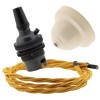 Ivory Bakelite Ceiling Pendant Kit with B22 Dark Bronze Finish Lampholder and Gold Flex Ivory Bakelite Ceiling Pendant Kit with B22 Dark Bronze Finish Lampholder and Gold Flex