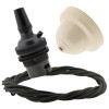 Ivory Bakelite Ceiling Pendant Kit with B22 Dark Bronze Finish Lampholder and Khaki Green Flex Ivory Bakelite Ceiling Pendant Kit with B22 Dark Bronze Finish Lampholder and Khaki Green Flex
