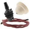 Ivory Bakelite Ceiling Pendant Kit with B22 Dark Bronze Finish Lampholder and Dusky Pink Flex Ivory Bakelite Ceiling Pendant Kit with B22 Dark Bronze Finish Lampholder and Dusky Pink Flex