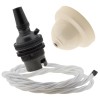 Ivory Bakelite Ceiling Pendant Kit with B22 Dark Bronze Finish Lampholder and White Flex Ivory Bakelite Ceiling Pendant Kit with B22 Dark Bronze Finish Lampholder and White Flex