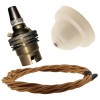 Ivory Bakelite Ceiling Pendant Kit with B22 Brass Finish Lampholder and Antique Gold Flex Ivory Bakelite Ceiling Pendant Kit with B22 Brass Finish Lampholder and Antique Gold Flex