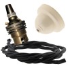 Ivory Bakelite Ceiling Pendant Kit with B22 Brass Finish Lampholder and Black Flex Ivory Bakelite Ceiling Pendant Kit with B22 Brass Finish Lampholder and Black Flex