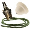 Ivory Bakelite Ceiling Pendant Kit with B22 Brass Finish Lampholder and Green Flex Ivory Bakelite Ceiling Pendant Kit with B22 Brass Finish Lampholder and Green Flex