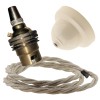 Ivory Bakelite Ceiling Pendant Kit with B22 Brass Finish Lampholder and Linen Flex Ivory Bakelite Ceiling Pendant Kit with B22 Brass Finish Lampholder and Linen Flex