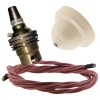 Ivory Bakelite Ceiling Pendant Kit with B22 Brass Finish Lampholder and Dusky Pink Flex Ivory Bakelite Ceiling Pendant Kit with B22 Brass Finish Lampholder and Dusky Pink Flex